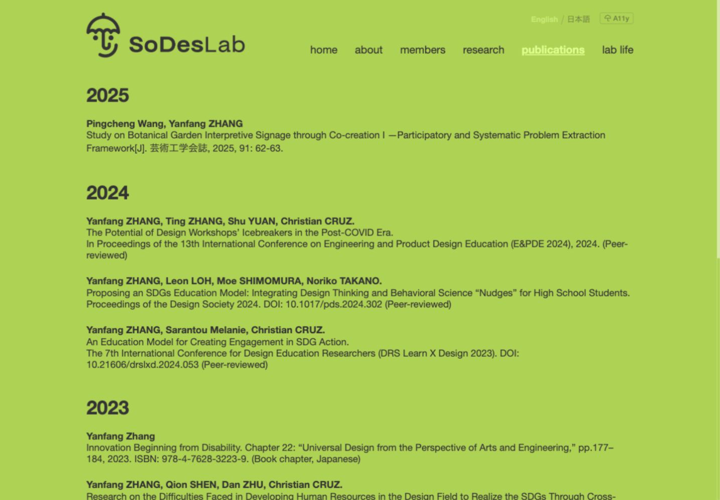 Publications website screenshot